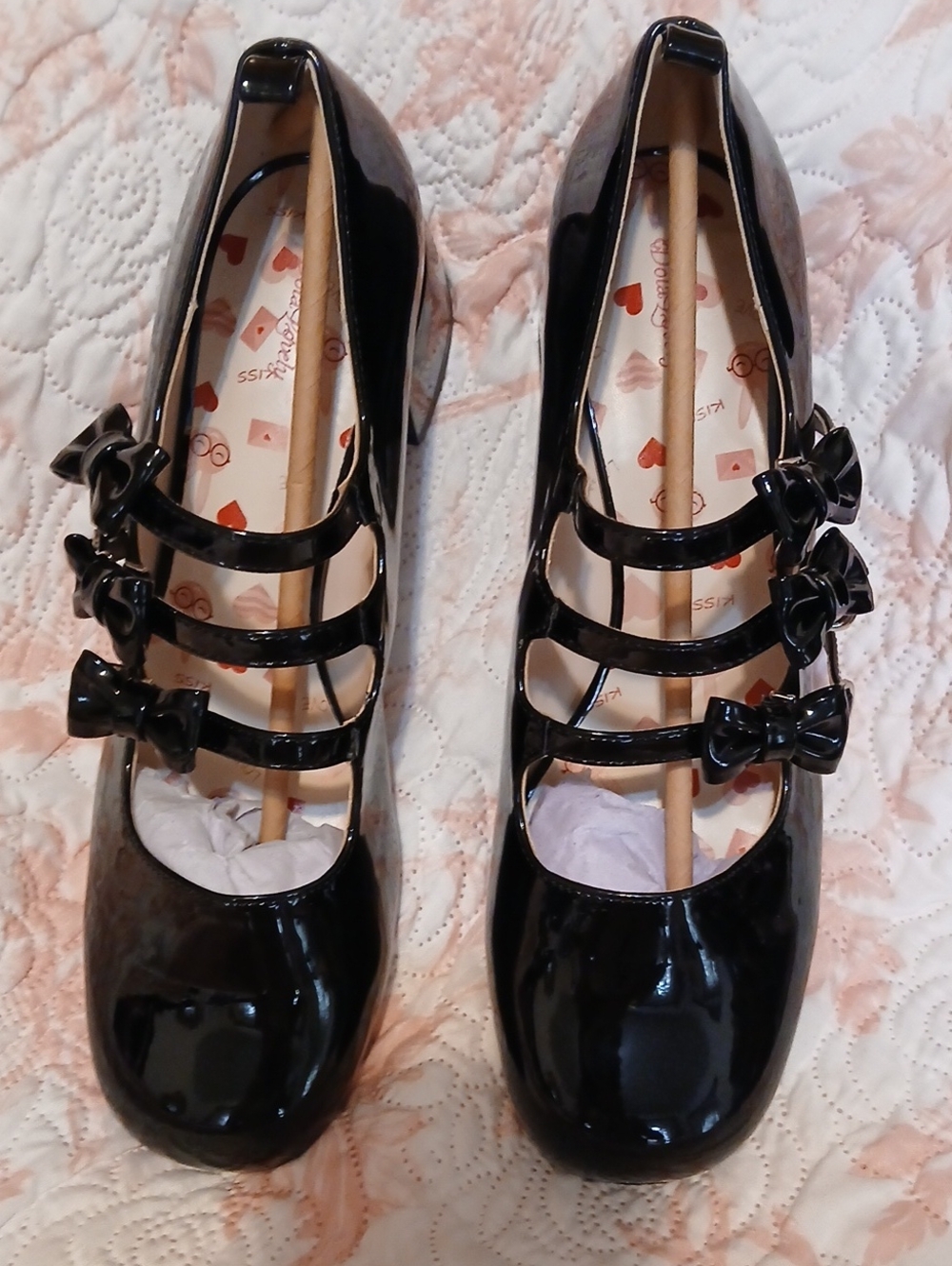 Patent Black Bow-Strap Mary Jane Flats - Women's/Courtney Love Style